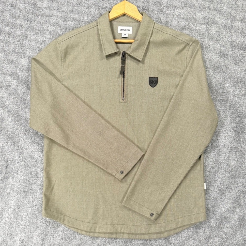Rare Converse Men's Medium Olive Quarter Zip Utility Workwear Popover Shirt